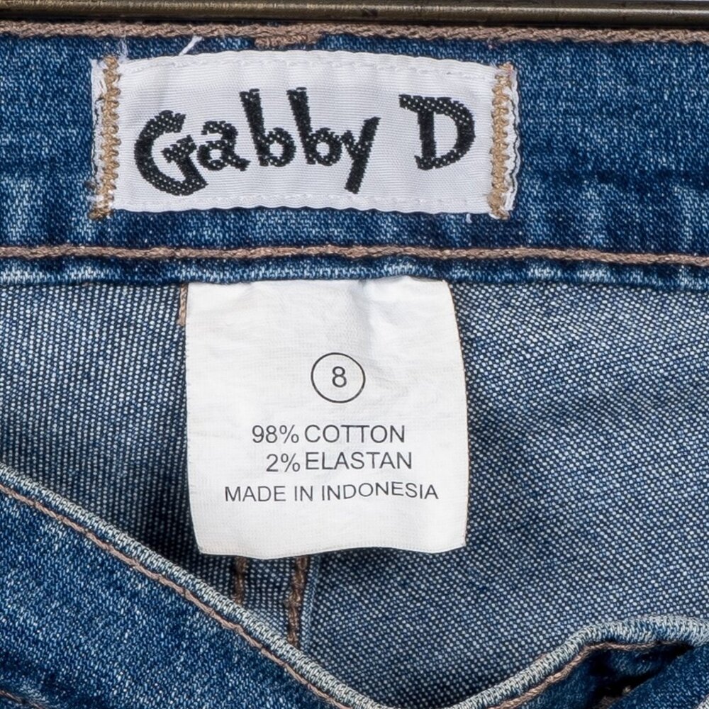 Gabby D VTG Jeans 8 Womens Leopard Print Accent Straight Blue Cotton Bead Sequin - Picture 4 of 5